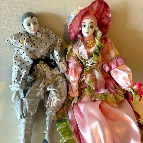 Porcelain Clown Dolls 1980’s Set Of Two - Picture 4 of 15